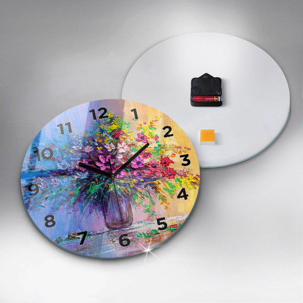 Orologio rotondo in vetro Fiori in un vaso