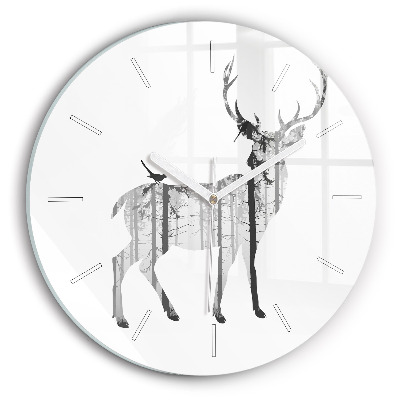 Orologio rotondo Silhouette di una foresta di cervi