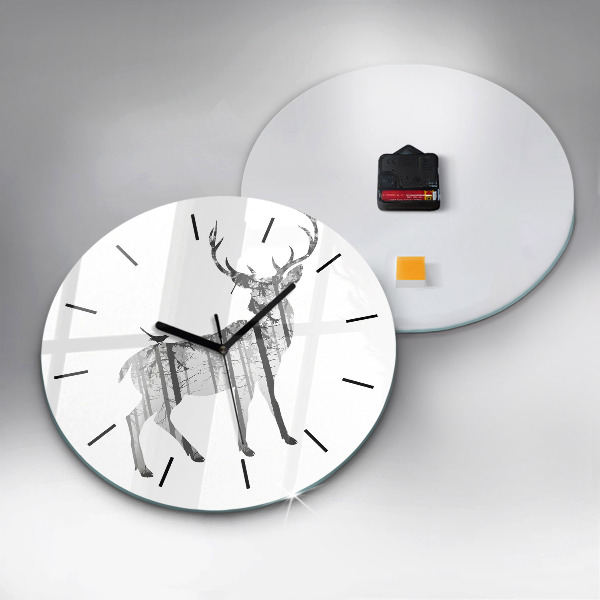 Orologio rotondo Silhouette di una foresta di cervi