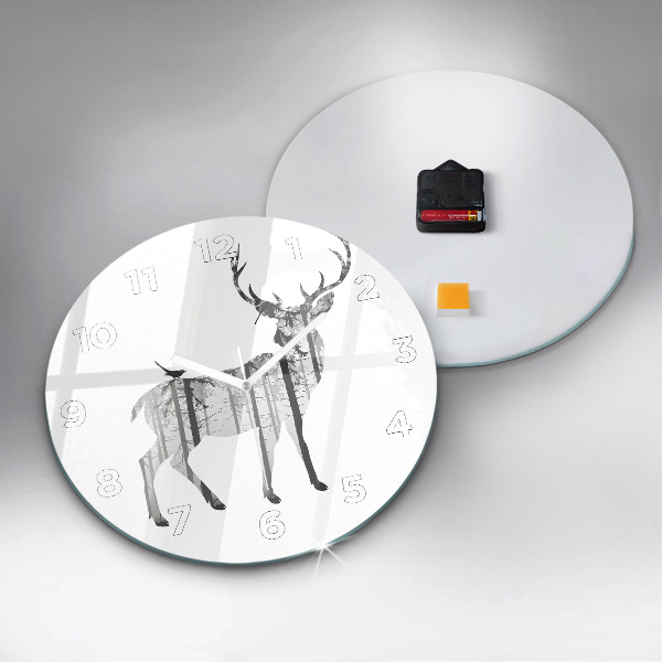 Orologio rotondo Silhouette di una foresta di cervi
