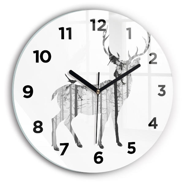 Orologio rotondo Silhouette di una foresta di cervi