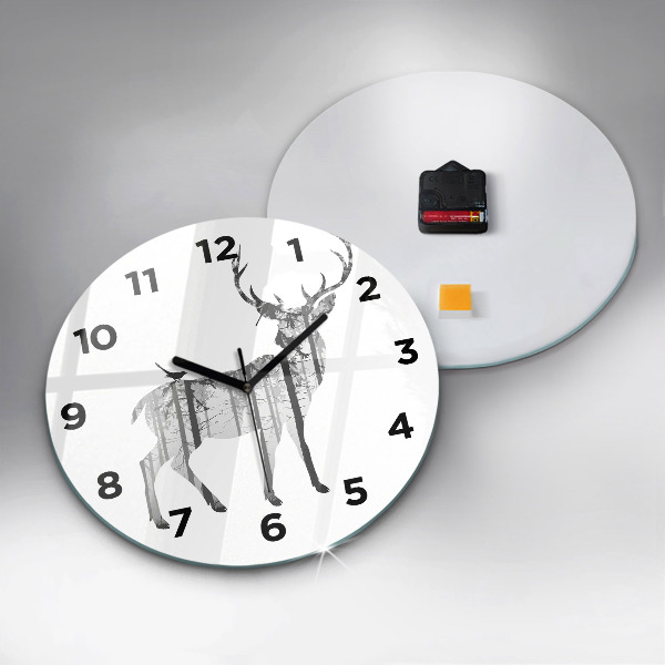 Orologio rotondo Silhouette di una foresta di cervi