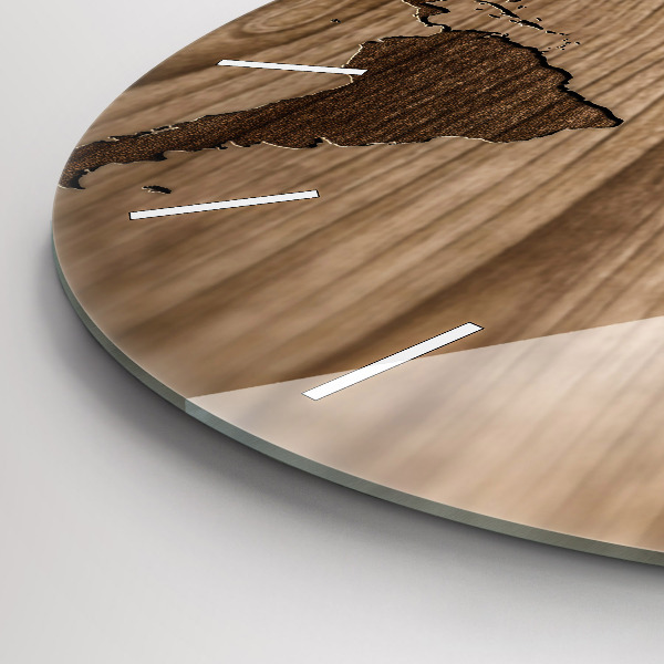 Orologio rotondo Mappa del mondo su legno