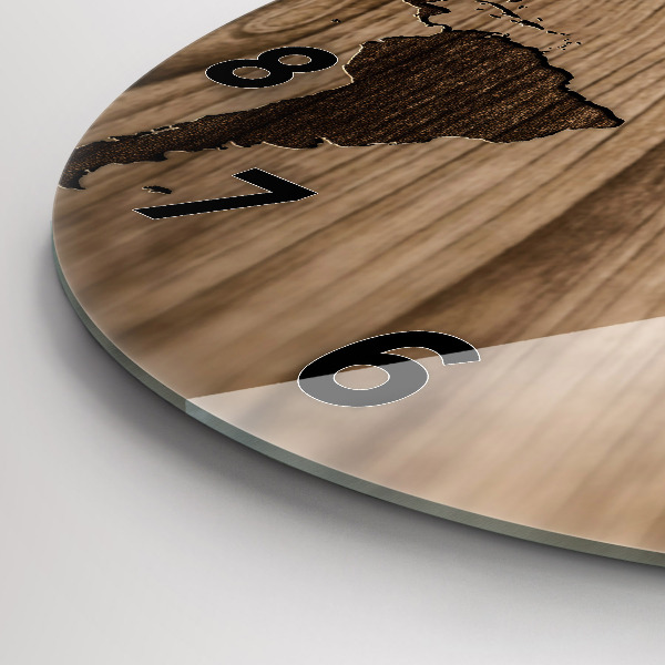 Orologio rotondo Mappa del mondo su legno