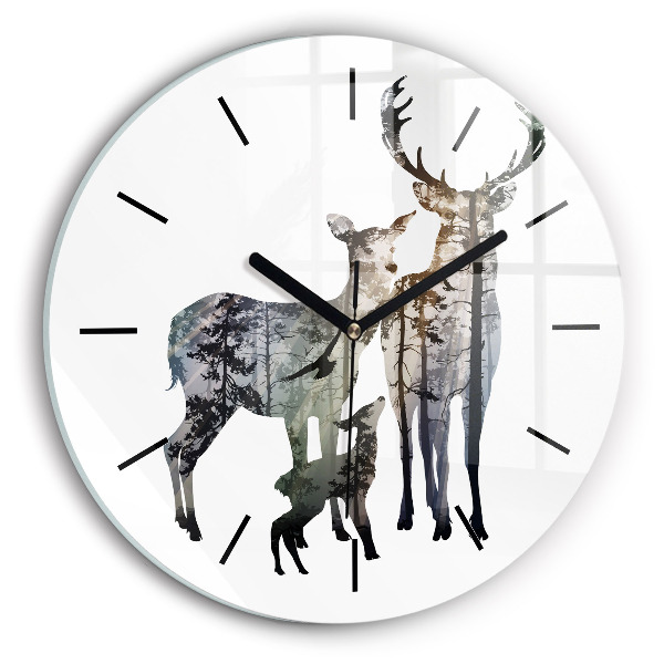 Orologio rotondo Famiglia di cervi