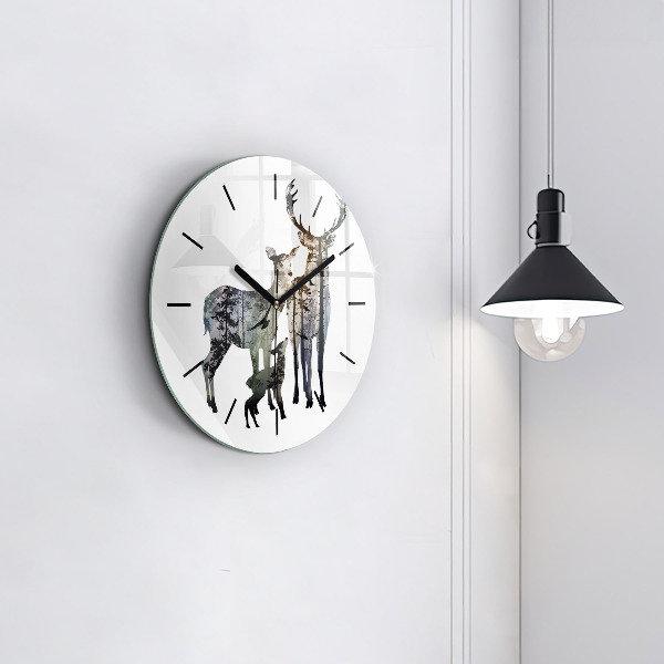 Orologio rotondo Famiglia di cervi