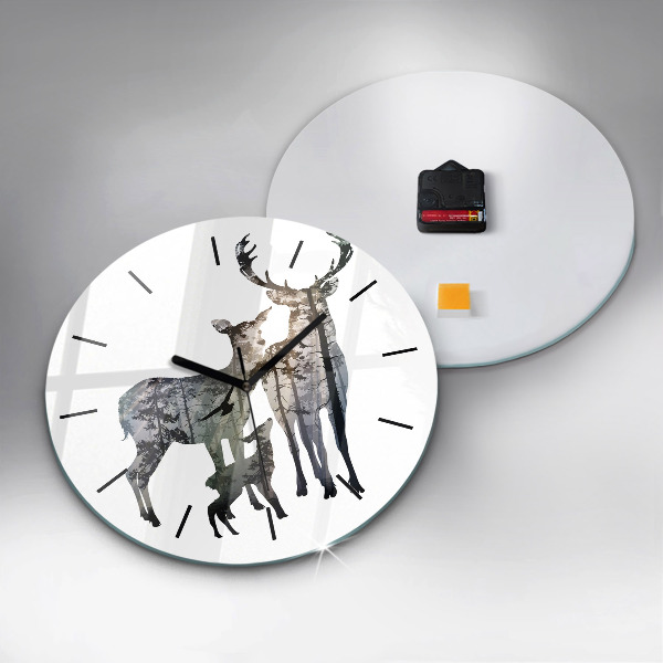 Orologio rotondo Famiglia di cervi