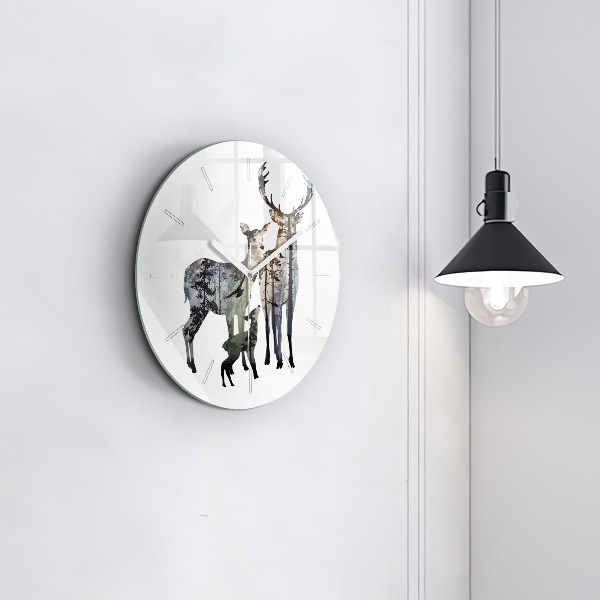 Orologio rotondo Famiglia di cervi