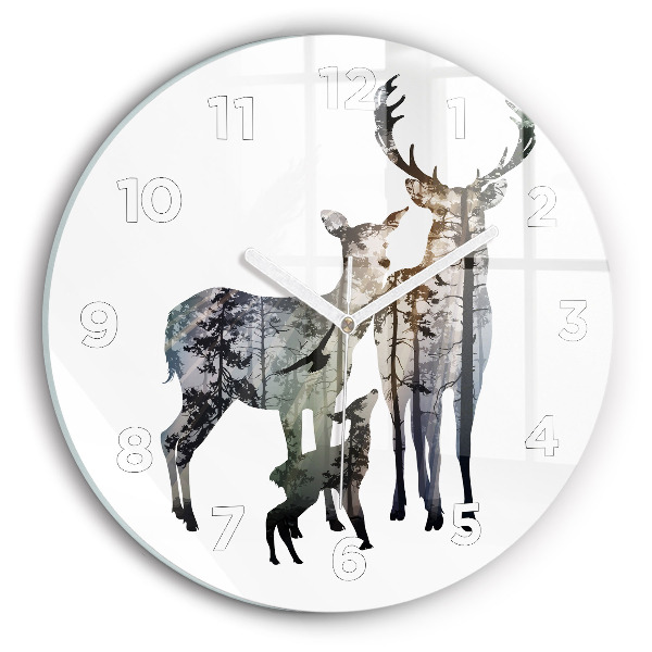 Orologio rotondo Famiglia di cervi