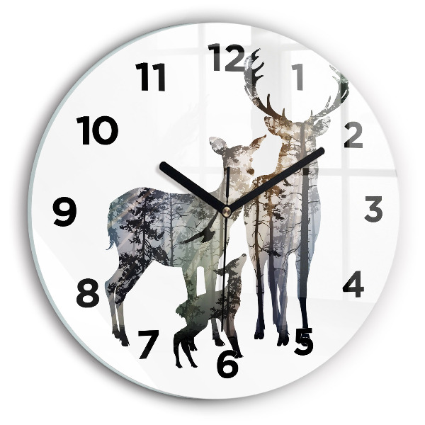 Orologio rotondo Famiglia di cervi