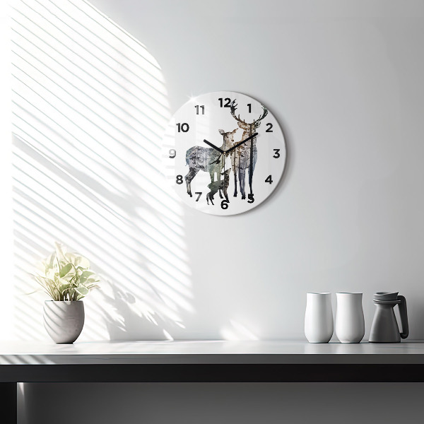 Orologio rotondo Famiglia di cervi
