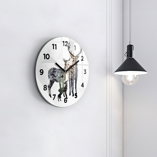Orologio rotondo Famiglia di cervi