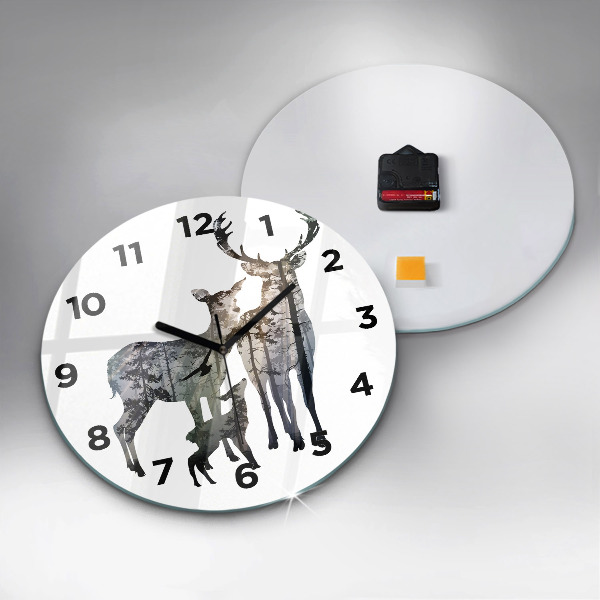 Orologio rotondo Famiglia di cervi