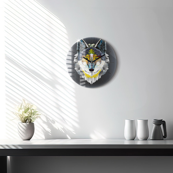 Orologio rotondo Testa di lupo
