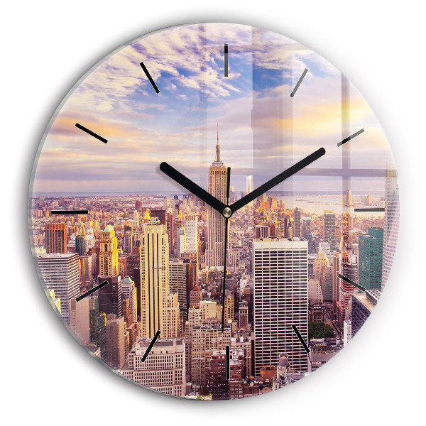 Orologio rotondo Tramonto New York