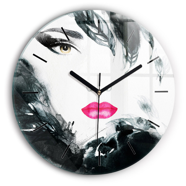 Orologio rotondo Ritratto di una donna labbra rosse