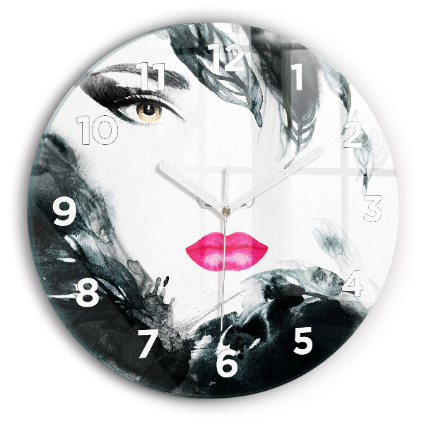 Orologio rotondo Ritratto di una donna labbra rosse