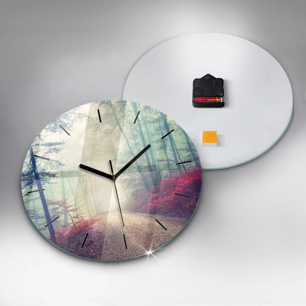Orologio rotondo Strada autunnale Foresta Nebbia