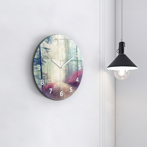 Orologio rotondo Strada autunnale Foresta Nebbia
