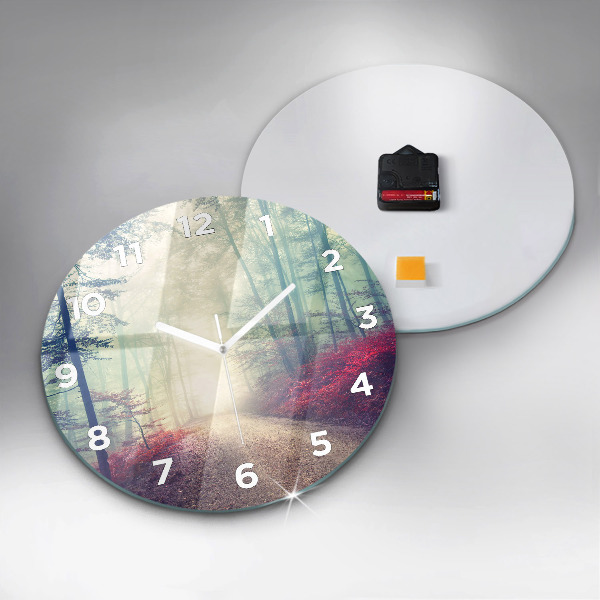 Orologio rotondo Strada autunnale Foresta Nebbia