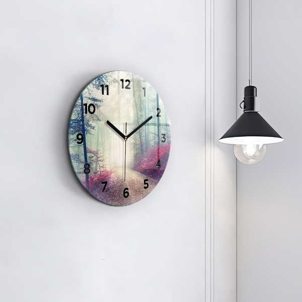 Orologio rotondo Strada autunnale Foresta Nebbia
