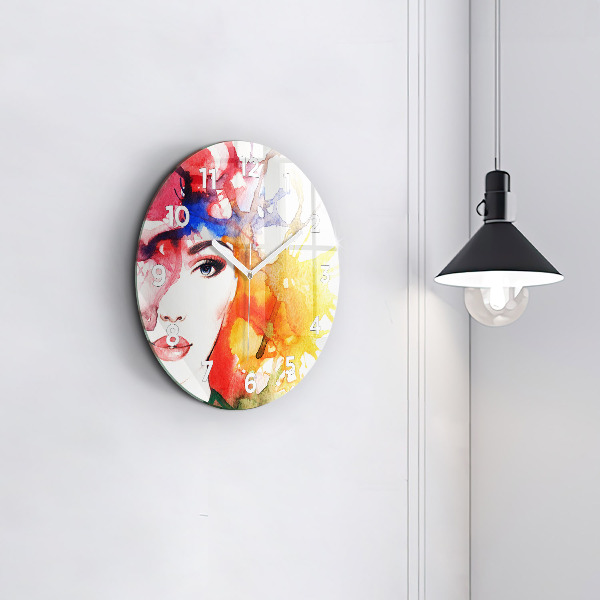 Orologio rotondo Ritratto colorato di una donna