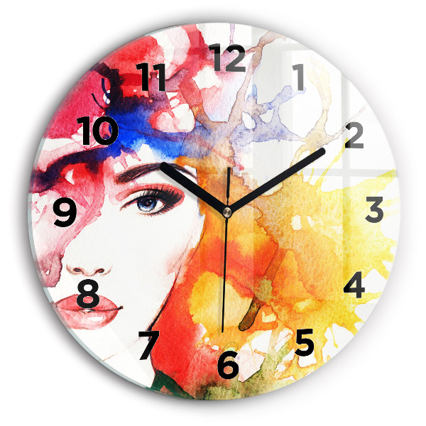 Orologio rotondo Ritratto colorato di una donna