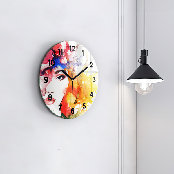 Orologio rotondo Ritratto colorato di una donna