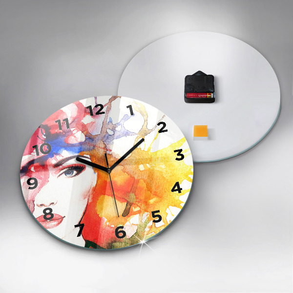 Orologio rotondo Ritratto colorato di una donna