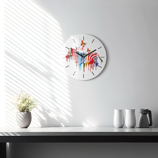Orologio rotondo Zebra colorata