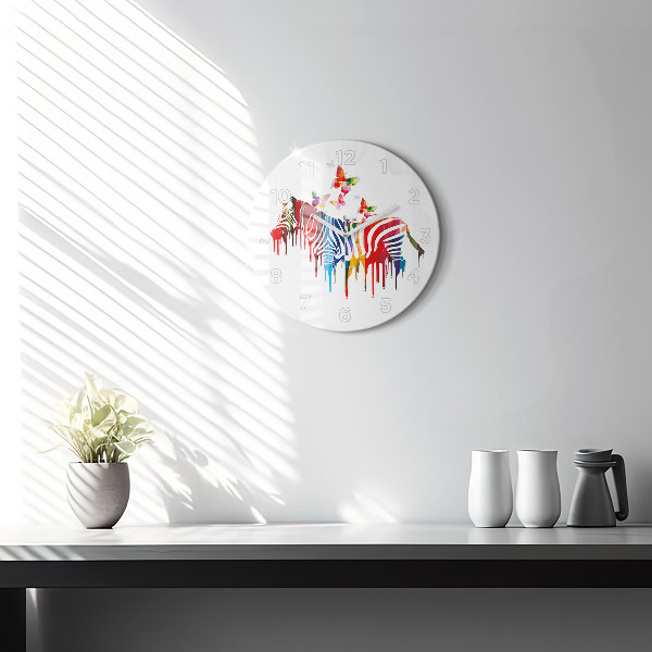 Orologio rotondo Zebra colorata