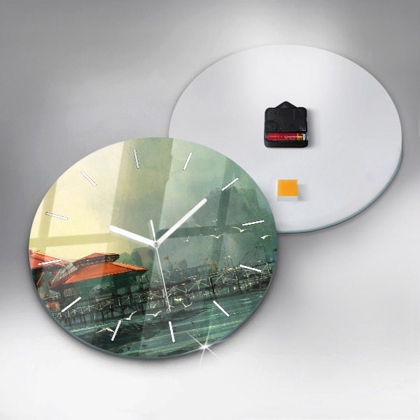 Orologio rotondo Villaggio di pescatori