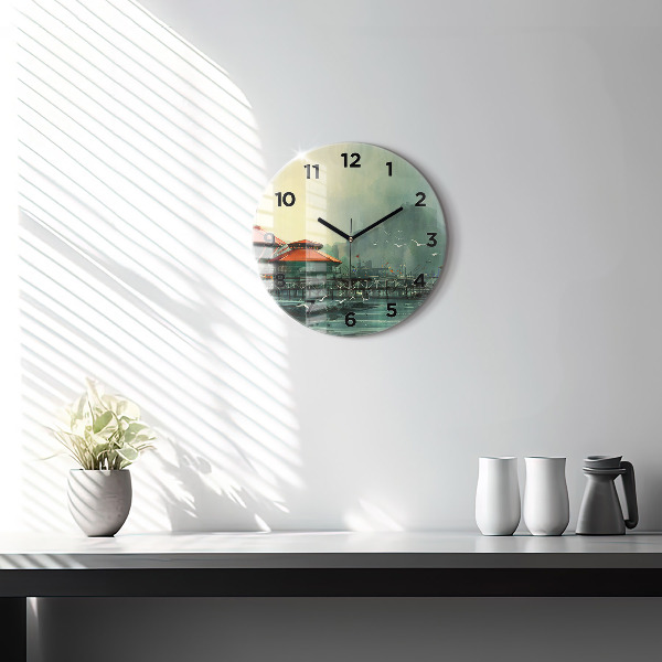 Orologio rotondo Villaggio di pescatori