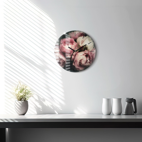 Orologio rotondo Mazzo di rose rosa