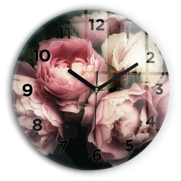 Orologio rotondo Mazzo di rose rosa
