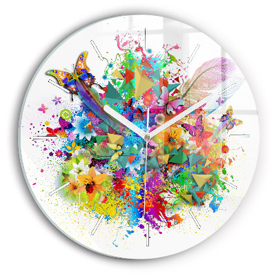 Orologio rotondo Armonia floreale con farfalle
