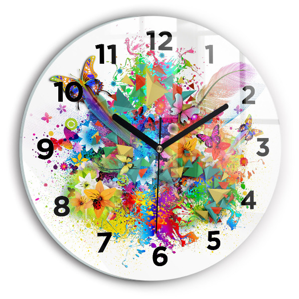 Orologio rotondo Armonia floreale con farfalle