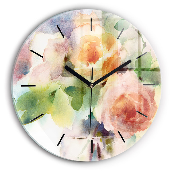 Orologio rotondo Rose in un vaso acquerello