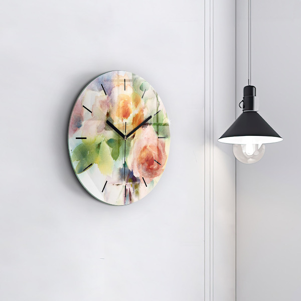 Orologio rotondo Rose in un vaso acquerello