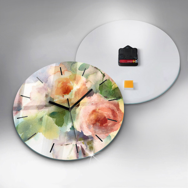 Orologio rotondo Rose in un vaso acquerello