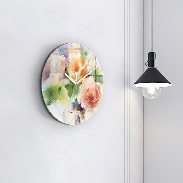 Orologio rotondo Rose in un vaso acquerello