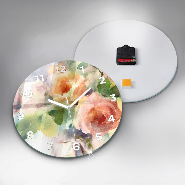 Orologio rotondo Rose in un vaso acquerello