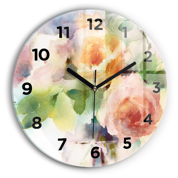 Orologio rotondo Rose in un vaso acquerello