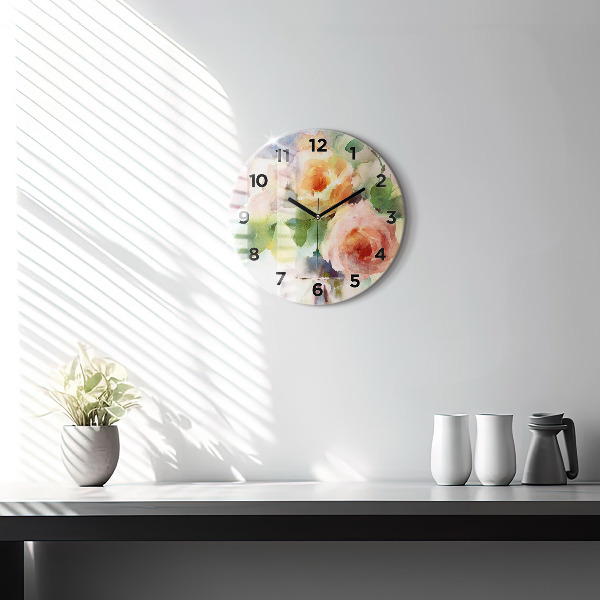 Orologio rotondo Rose in un vaso acquerello