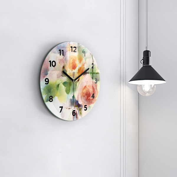 Orologio rotondo Rose in un vaso acquerello