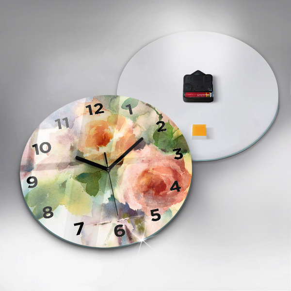 Orologio rotondo Rose in un vaso acquerello