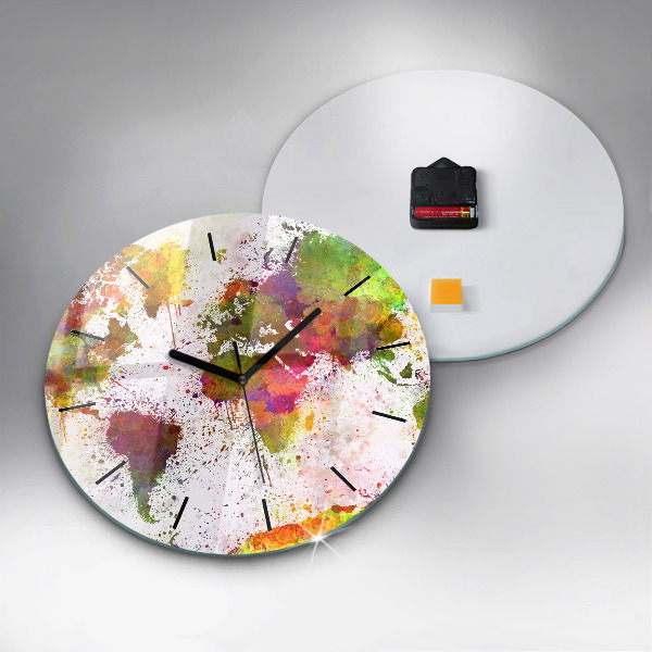 Orologio rotondo Mappa del mondo ad acquerello