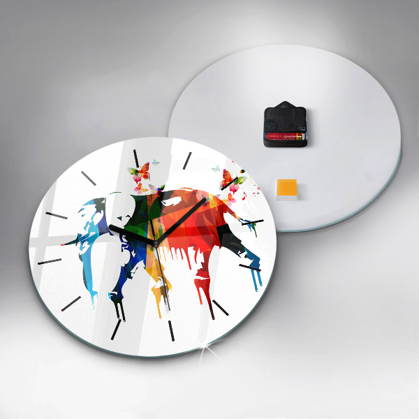 Orologio rotondo Elefante dipinto colorato