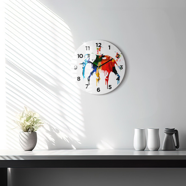 Orologio rotondo Elefante dipinto colorato
