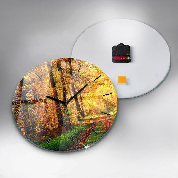 Orologio rotondo in vetro Paesaggio autunnale della foresta